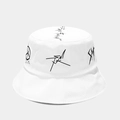 Cappello da pescatore graffiti streetwear in tela bianca con stampe artistiche nere - M (56-58cm) / Graffiti Bianco