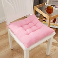 Pink square thickened chair cushion with quilted design and ties for secure seating - [Square] Pink