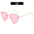 Herzförmige Sonnenbrille in Rosa mit goldener Metallfassung und randlosem Design - Goldrahmen Rosa Gläser (C2)