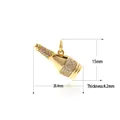 18k gold plated copper wine bottle pendant with white zircon pavé and 15x20mm dimensions - Gold