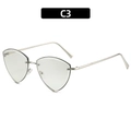 Hip-Hop Sonnenbrille randlos mit silbernem Dreiecks-Metallrahmen und klaren Gläsern - Silberrahmen Silberne Gläser (C3)