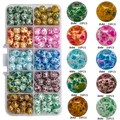 200pcs 8mm gradient glass beads set in 10 colors for DIY jewelry making and crafts - Ice Flower Beads approx 200pcs