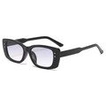 Y2K square sunglasses in black frame with purple gradient lenses and silver rivet detail - Black Frame Gradient Grey