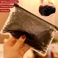 500-piece set of high-elastic black hair ties in a cute bird-patterned zipper storage bag - 500Pcs/Thickened / Solid Black