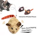 GiGwi interactive squeaking mouse cat toy with wheels and plush fur in grey and brown - Interactive Roller Mouse - Grey Ear