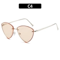 Randlose Hip-Hop-Sonnenbrille mit orangefarbenen Gläsern und Silbermetallrahmen C4 - Silberrahmen Champagner Gläser (C4)