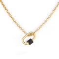 Collier à chaîne dorée avec fermoir mousqueton moderne et insert texturé noir élégant - Noir