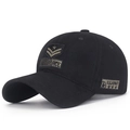 Schwarze Baumwoll-Baseballkappe mit Air Force und U.S. Army Stickerei im Military-Stil - Verstellbar / Schwarz