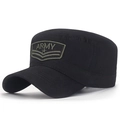 Casquette cadet noire en coton avec broderie écusson Army vert et détails militaires - Réglable / Noir
