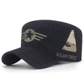 Schwarze Baumwoll-Military-Cap mit U.S. AIRFORCE Stickerei und Camouflage-Details - Verstellbar / Schwarz