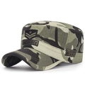 Men's camouflage flat top hat with Air Force embroidery and jungle military pattern - Adjustable / Camouflage