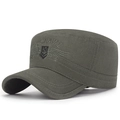 Berretto cadet in cotone grigio scuro con ricamo U.S. NAVAL e parte superiore piatta - Verde Militare