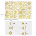 Golden glitter snowflake and star static window stickers set with various size details - Gold Snowflake Static Sticker BQ014