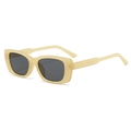 Y2K cream square frame sunglasses with dark lenses and silver stud decorative accents - Jelly Yellow Frame Black Grey Lenses