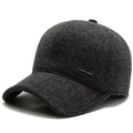 Berretto da baseball invernale uomo con paraorecchie in tessuto grigio scuro spigato - Taglia unica / Nero