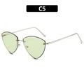 Lunettes de soleil triangulaires sans monture hip-hop verres vert clair métal argent C5 - Monture Argentée Verres Vert Clair (C5)