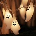 Catena luminosa a LED di Halloween con fantasmi bianchi caldi per decorazioni feste - Fantasma / 3m 20-LED Alimentato a Batteria