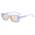 Y2K square frame sunglasses with light blue frame, orange lenses and metal rivets - Jelly Blue Champagne Lens