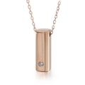 Polished rose gold cylindrical pendant necklace with a small sparkling diamond accent - Hexagonal Pillar Pendant (KN111794-KFC) / Rose Gold