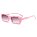 Retro Y2K square pink sunglasses with gradient purple lenses and silver rivet details - Jelly Pink Gradient Grey Lens