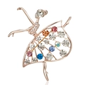 Elegant ballet dancer brooch in rose gold with multi-colored crystals on white background - Colorful Rhinestone Hollow Out