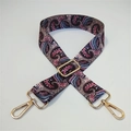 Adjustable paisley pattern fabric shoulder strap with gold metal lobster clasps - No.3 Coffee Paisley