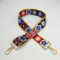 Adjustable wide shoulder strap featuring colorful retro floral patterns and gold hooks - No.7 Flowers
