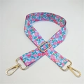 Close-up of adjustable floral strap with pink and blue patterns and golden metal clasps - Silver Clasp / No.9 Pink Floral