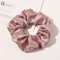 Dusty rose pink silk satin oversized scrunchie with soft pleats and a luxury pearly finish - Dusky Pink