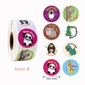 Rouleau de stickers de récompense 1 pouce avec 8 animaux et mots motivants pour enfants - Style Animal B (Style B)