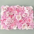 Pink and white artificial silk flower wall panel with hydrangeas and roses for wedding decor - Candy Purple Pink