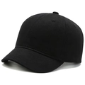 Classic short brim baseball cap in black twill cotton fabric with structured six-panel design - Plain Style / Black