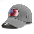 Berretto da baseball grigio classico con bandiera americana ricamata su corona in cotone - Bandiera USA Grigio