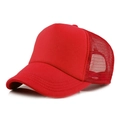 Classic bright red mesh trucker hat with curved brim and breathable fabric panels - Adult (55-59CM) / Red
