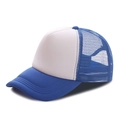 Classic blue and white breathable mesh trucker hat with sponge front in 45-degree view - Royal Blue White