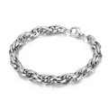 Pulsera minimalista de acero inoxidable plateado con cadena de trigo y cierre de langosta - Ancho 7mm-Largo 20cm (KB107529-Z) / Color Acero