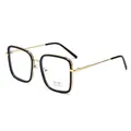 Occhiali quadrati anti luce blu unisex con montatura in metallo nero e oro - Montatura Oro Rosa Cerchio Nero