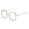 Occhiali quadrati anti luce blu con montatura in metallo dorato e bordi trasparenti - Montatura Oro Rosa Cerchio Grigio Traslucido