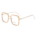 Occhiali quadrati in metallo dorato con lenti trasparenti protettive anti-luce blu - Montatura Oro Rosa Cerchio Giallo Traslucido