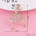Sparkling ballerina resin pendant with rhinestones for DIY phone case craft decoration - D365 Full Diamond Dancer (Gold)