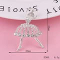 Macro detail of silver ballet dancer pendant with size labels 42mm by 30mm - D366 Full Diamond Dancer (Silver)