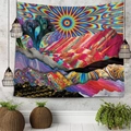 Psychedelic mountain and sun tapestry wall hanging for creative home dorm room decor - 150x130cm / Psychedelic Sun Mountain