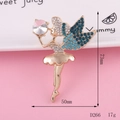 Macro shot of 73mm ballet fairy brooch with blue crystals and measurement markings - D266 Satellite Girl (Lake Blue)