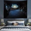 Arazzo da parete con paesaggio di grotta marina per decorazione camera da letto - 150x130cm / Paesaggio Marino della Grotta al Chiaro di Luna