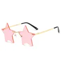Frameless star-shaped sunglasses with pink lenses and slim gold metal frame - Gold Frame Translucent Pink