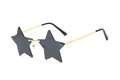 Star-shaped rimless sunglasses with gold metal temples and dark grey tinted lenses - Gold Frame Grey Lens
