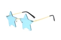 Frameless pentagram sunglasses with light blue lenses and gold metal frame for women - Gold Frame Transparent Blue
