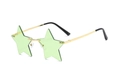 Chic rimless star shaped sunglasses with green gradient lenses and gold metal frames - Gold Frame Transparent Green