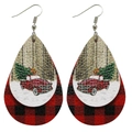 Boucles d'oreilles de Noël en similicuir avec camion rouge et motif de carreaux - Red Truck Plaid (10255)