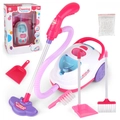 Kids pink and white cleaning playset with toy vacuum cleaner, brush and dustpan detail - 0852# Purple Vacuum Playset